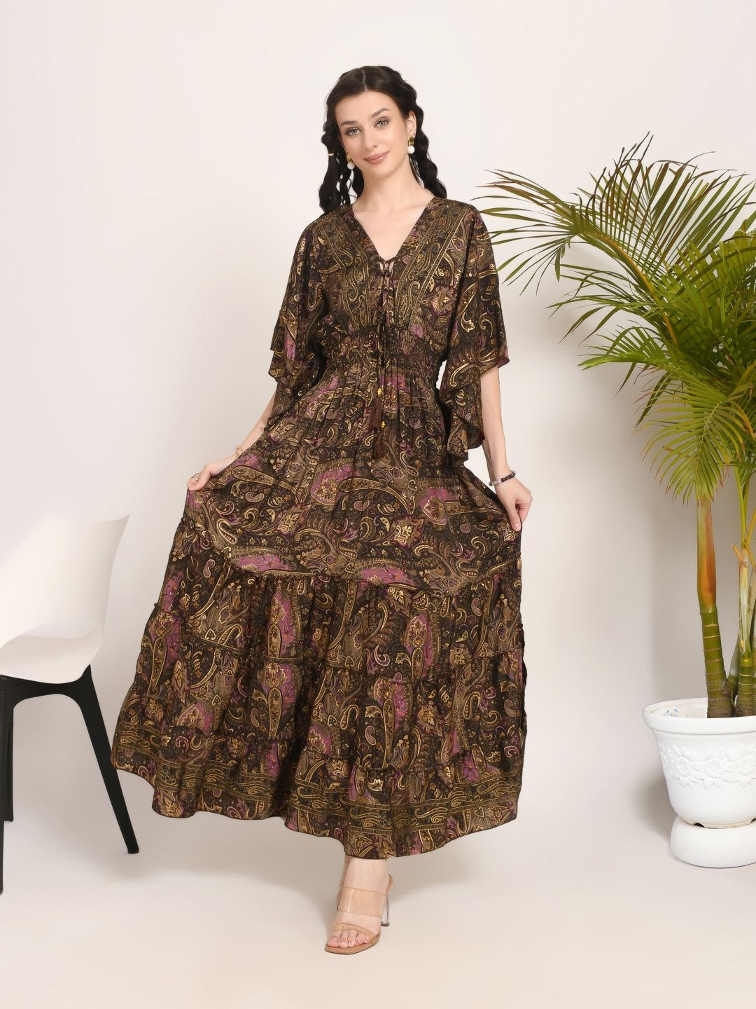 Boholyfe Women Nyra Twilight Paisley Maxi Dress