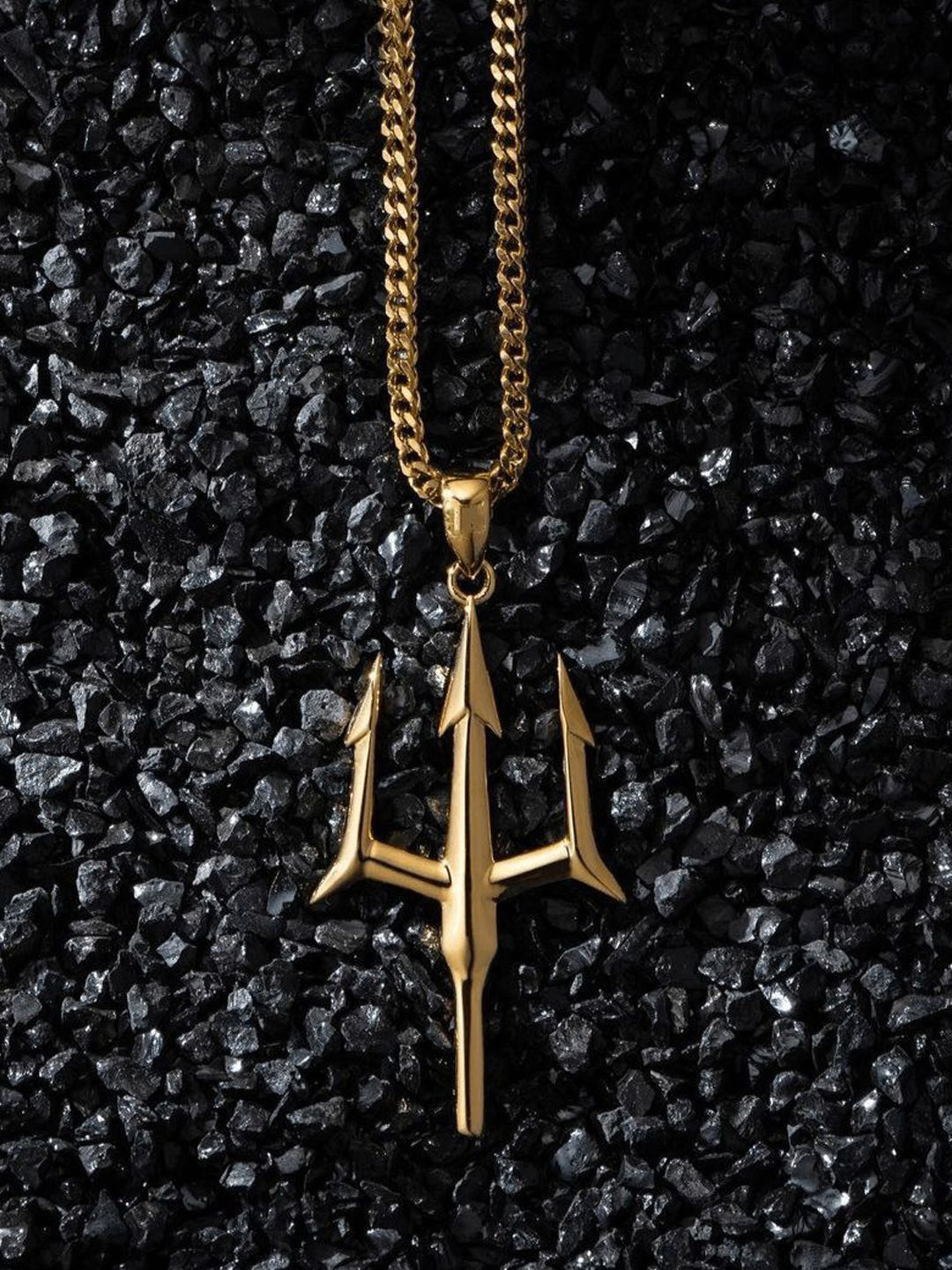 BEYTER Stainless Steel Shiv Trishul Pendant With Chain