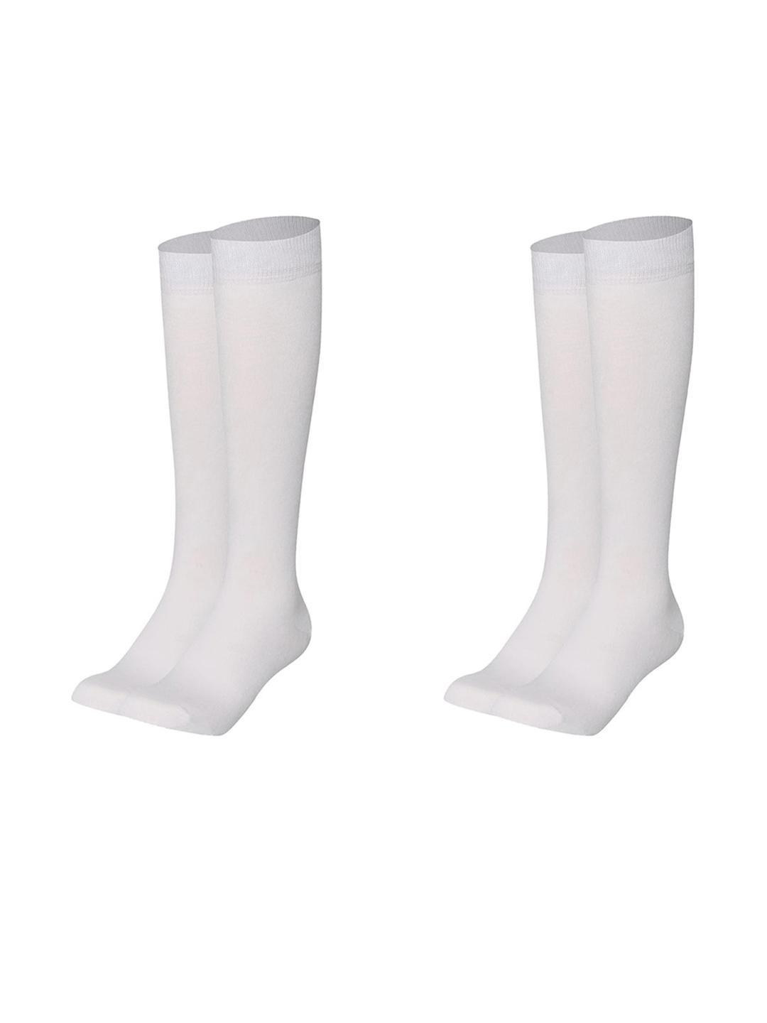 MUKHAKSH Boys 2 Pairs Knee Length Casual White Socks