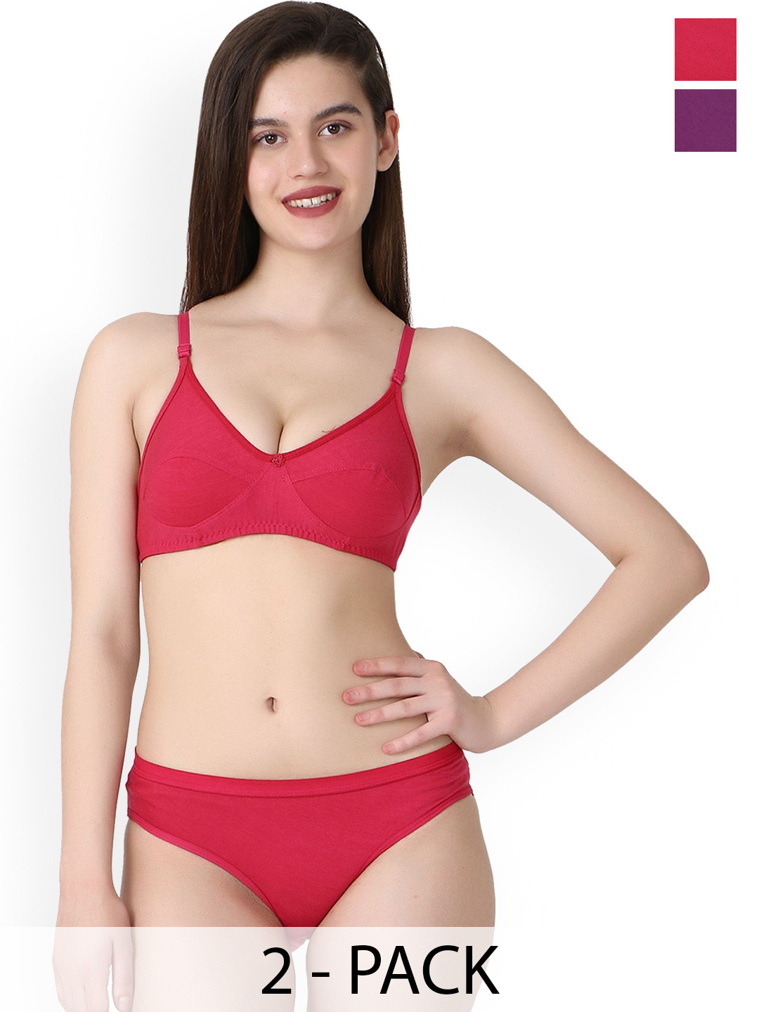 Samvar Pack Of 2 Non Padded Lingerie Sets A-Ruchi-Sett_Pu,P