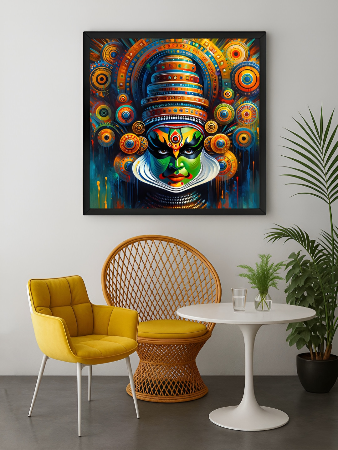 999Store Black & Green Kathakali Canvas Wall Art