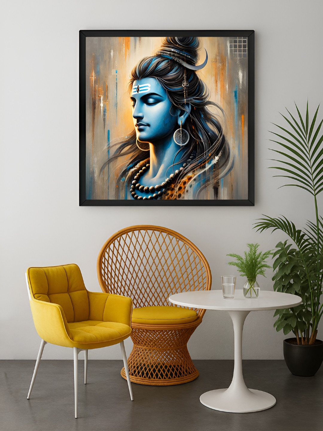 999Store Blue & Brown Peaceful Lord Shiva Canvas Wall Art
