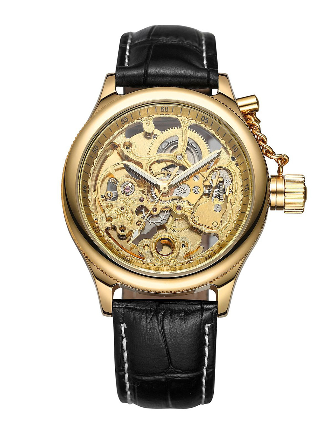 FORSINING Men Automatic Skeleton Watch with Leather Band