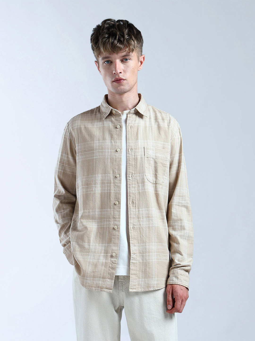 Flying Machine Checked Long Sleeves Pure Cotton Shirt