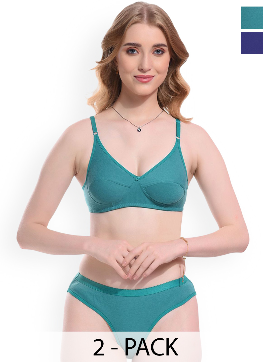 Samvar Pack Of 2 Non-Paddedd Lingerie Set Ruchi-Set_B,Mint