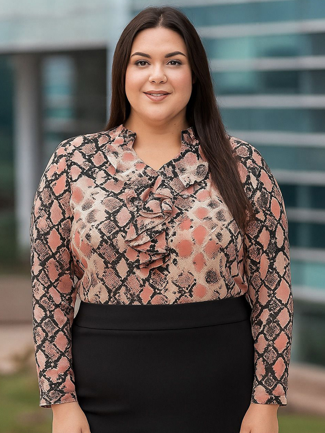 La Zoire Women Animal Print Ruffles Styling Top