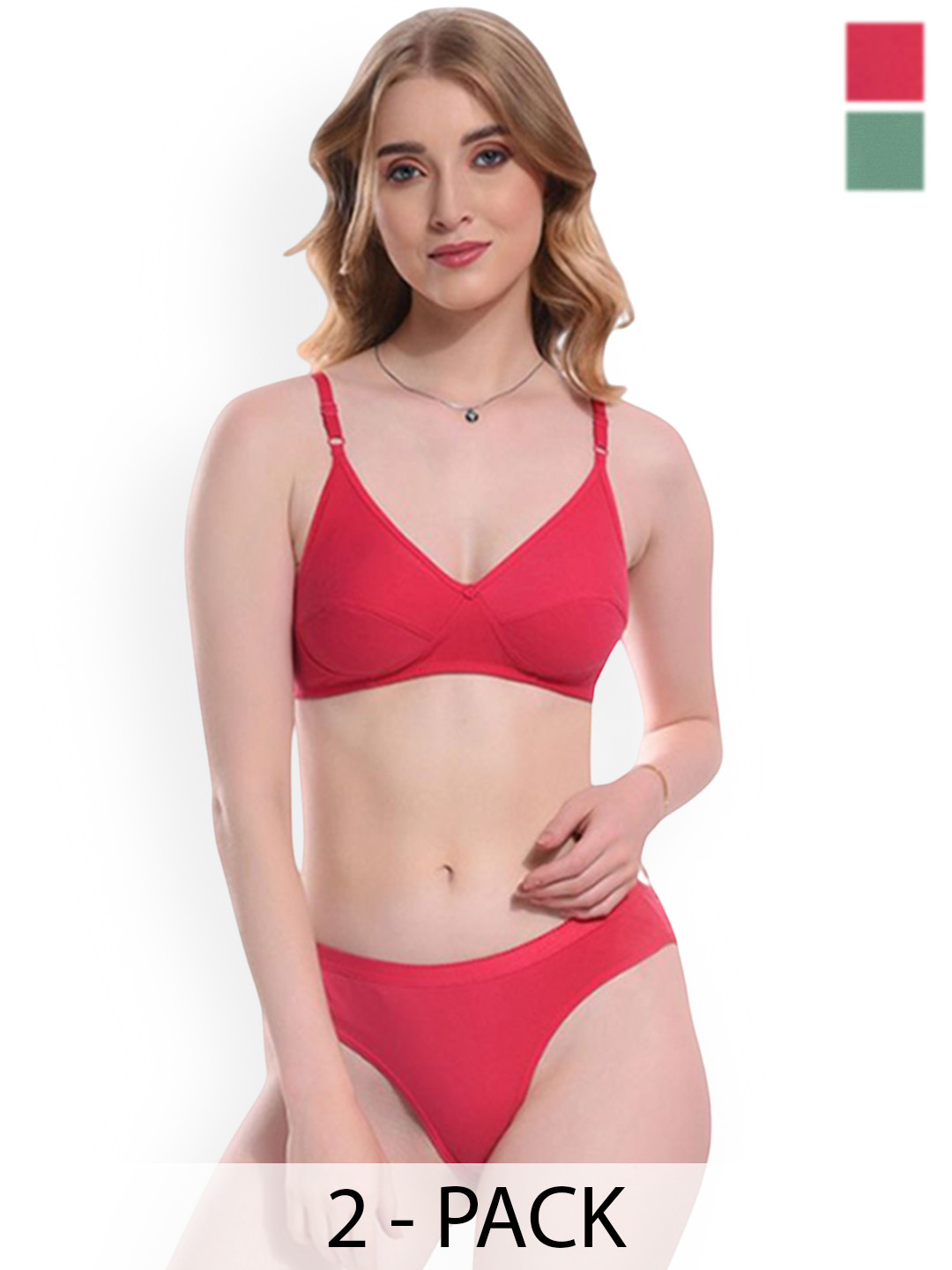 Samvar Pack Of 2 Cotton Non-Wired Non Padded Lingerie Set Ruchi-Set_P,G