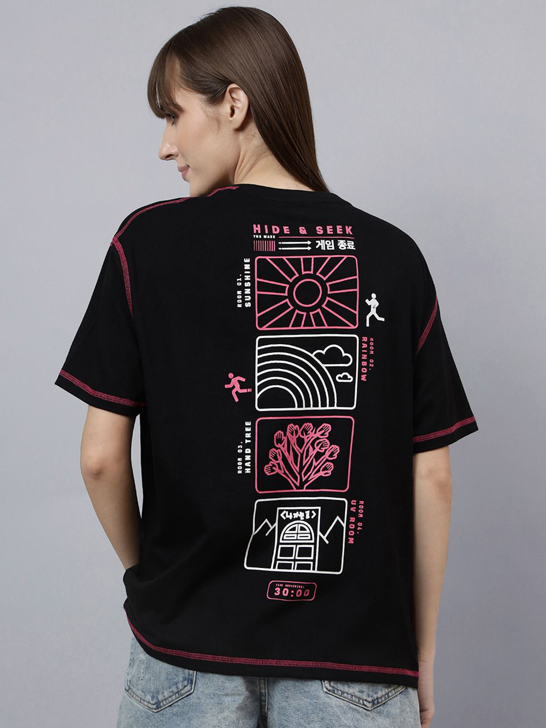 Free Authority Squid Game Printed Round Neck Pure Cotton Oversized T-Shirt