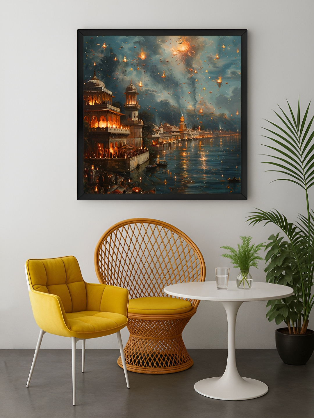 999Store Green & Orange 1 Piece City Of Lights Canvas Wall Art