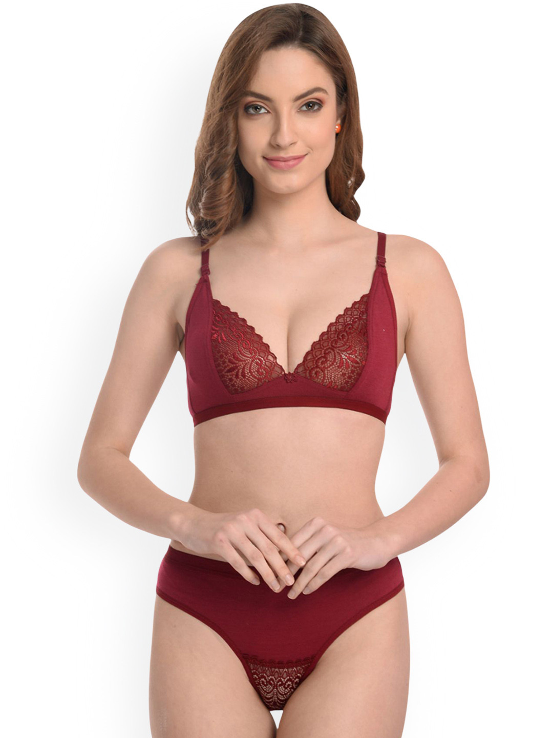 Samvar Self Design Cotton Non Padded Lingerie Sets B-Yani Set_M
