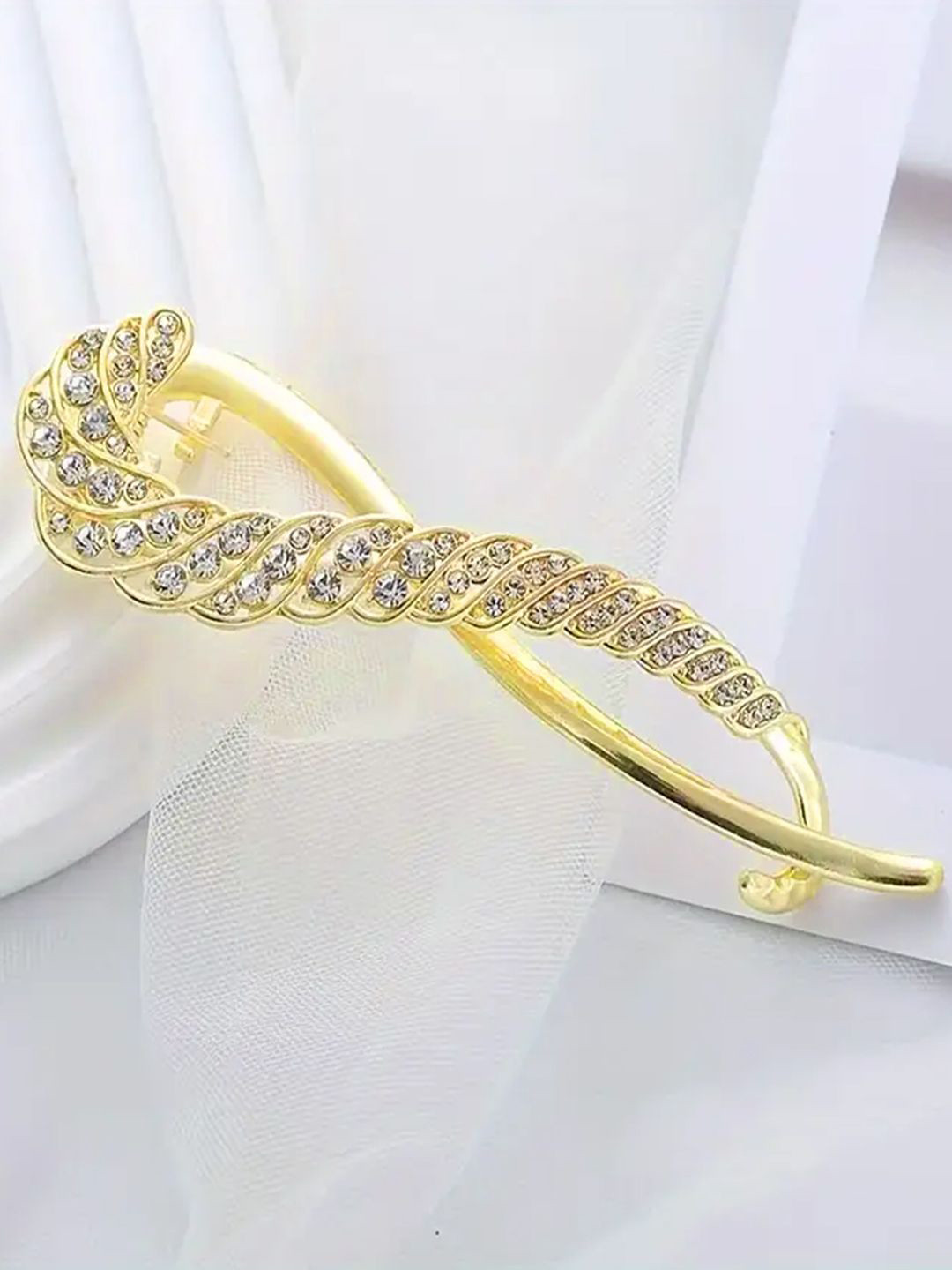 LYKAA Set of 1 Golden Stylish Bow Banana Clip