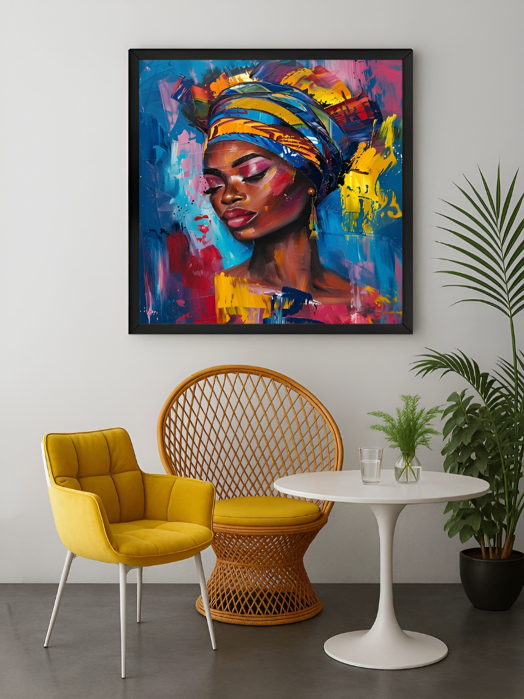 999Store Blue & Yellow African Woman Canvas Wall Art