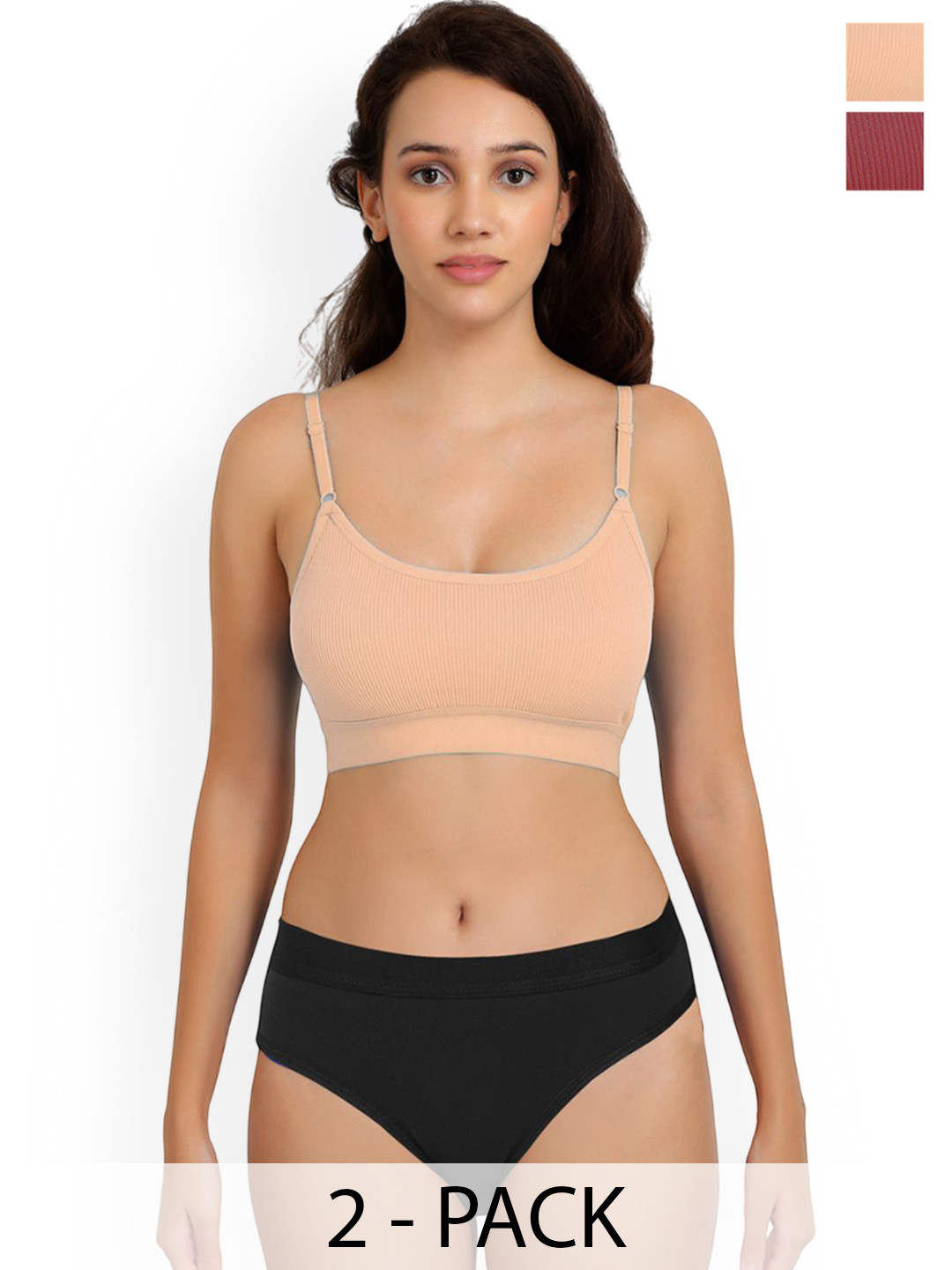 Samvar Pack Of 2 Non-Padded Lingerie Set  B_Goma Set_M,Br