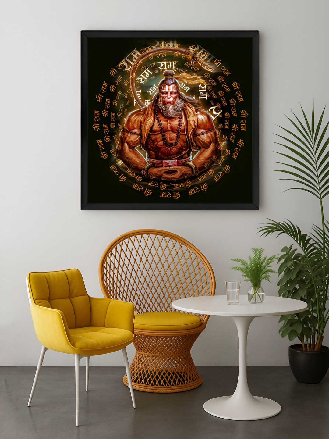 999Store Black & Orange Hanuman Canvas Wall Art