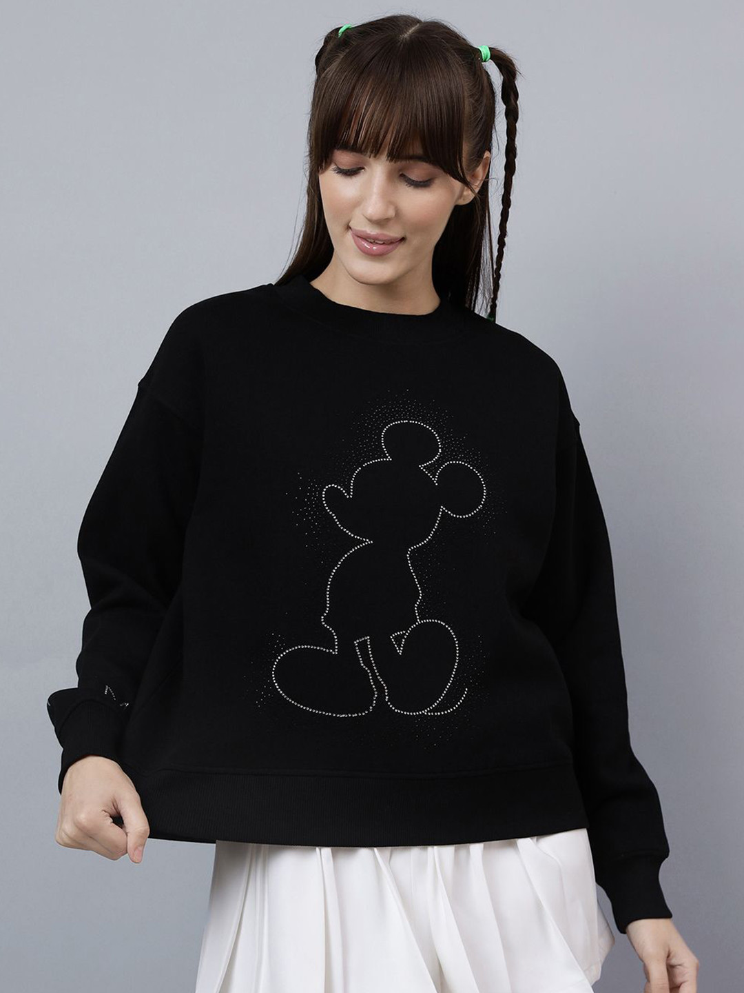 Free Authority Women Mickey & Friends Printed Relaxed Fit Sweatshirt