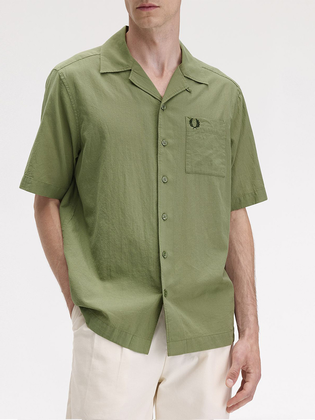 Fred Perry Men Solid Cuban Collar Casual Shirt