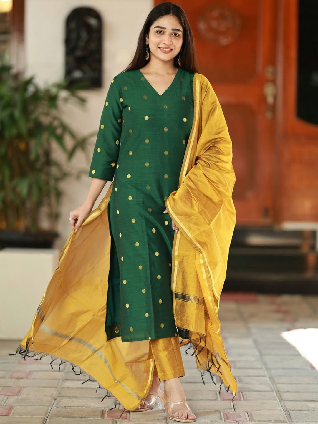 KALINI Women Regular Kurta with Trousers & With Dupatta Kurta Sets