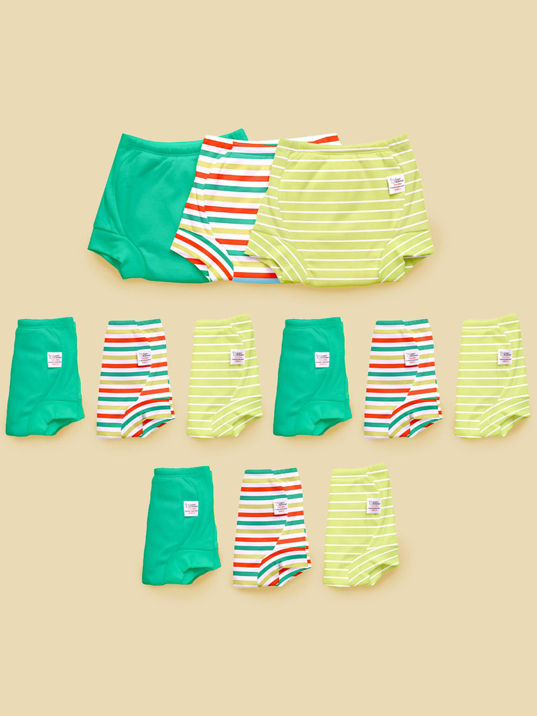 SuperBottoms Set Of 12 Padded Underwear For Potty Training & Mess-Free Diaper