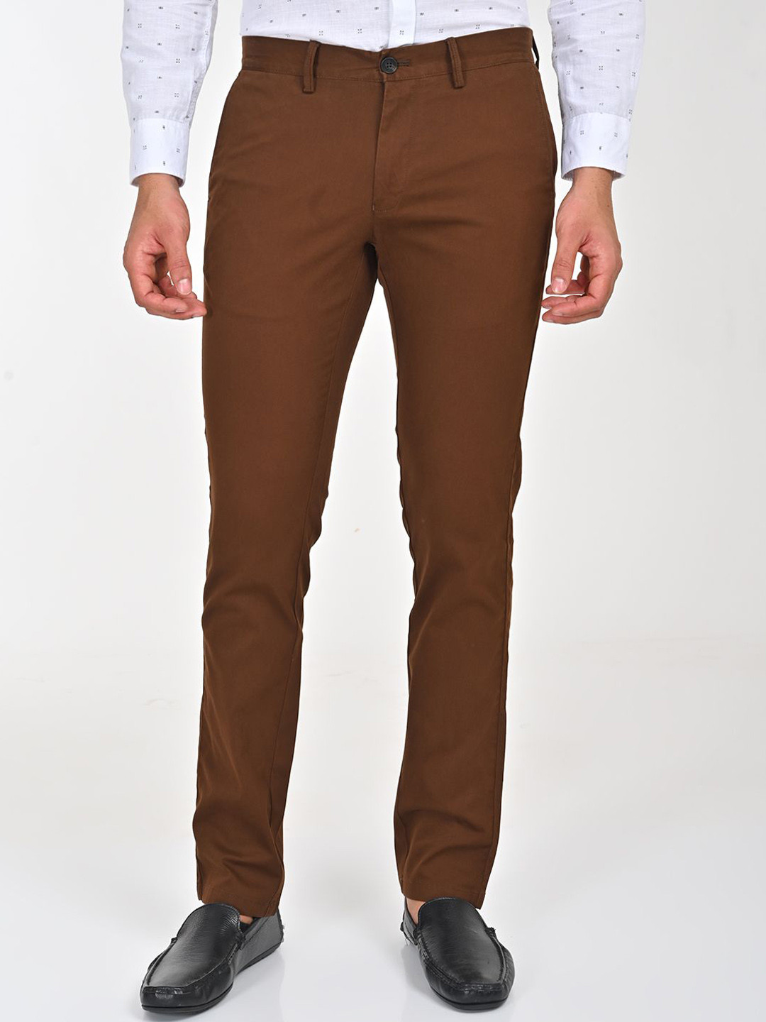 Indian Terrain Men Brooklyn Slim Fit Mid-Rise Flat-Front Chinos Trousers