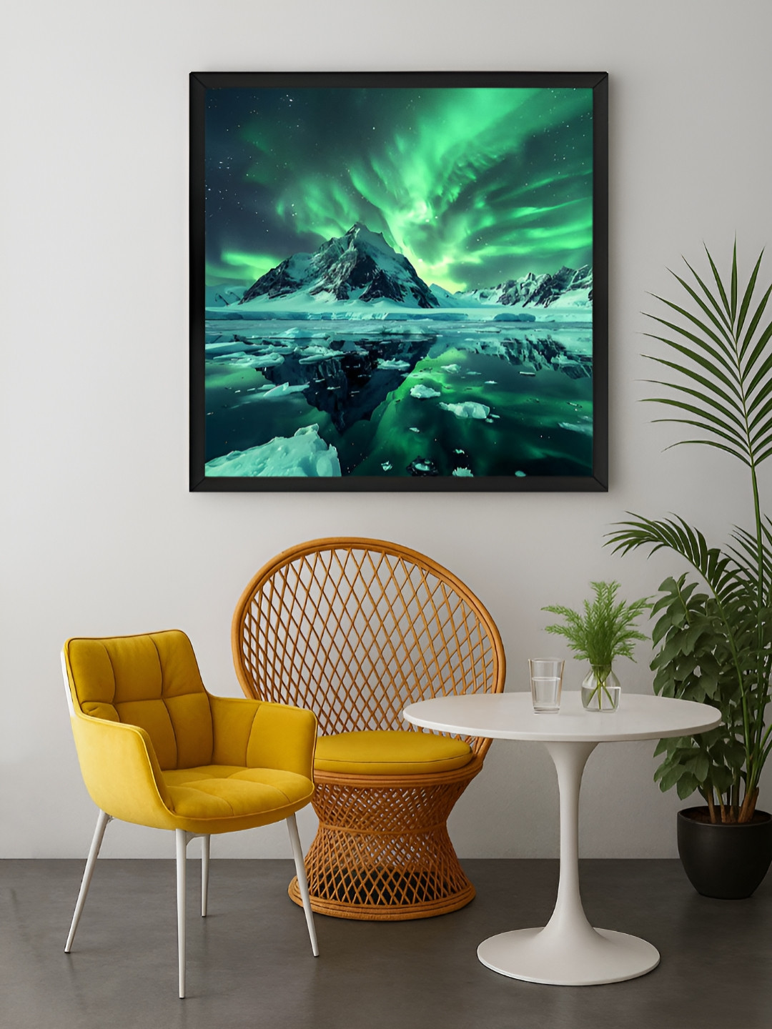 999Store Green & Black Northern Lights Canvas Wall Art