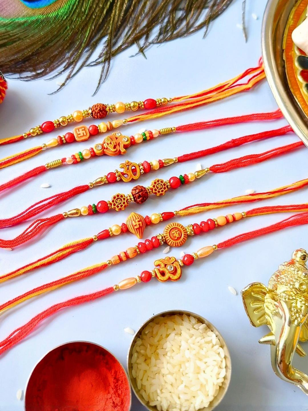 8Pcs Rakhi for Brother Set Of 8 Traditional Dori Handmade Rakhi Combo for Brother