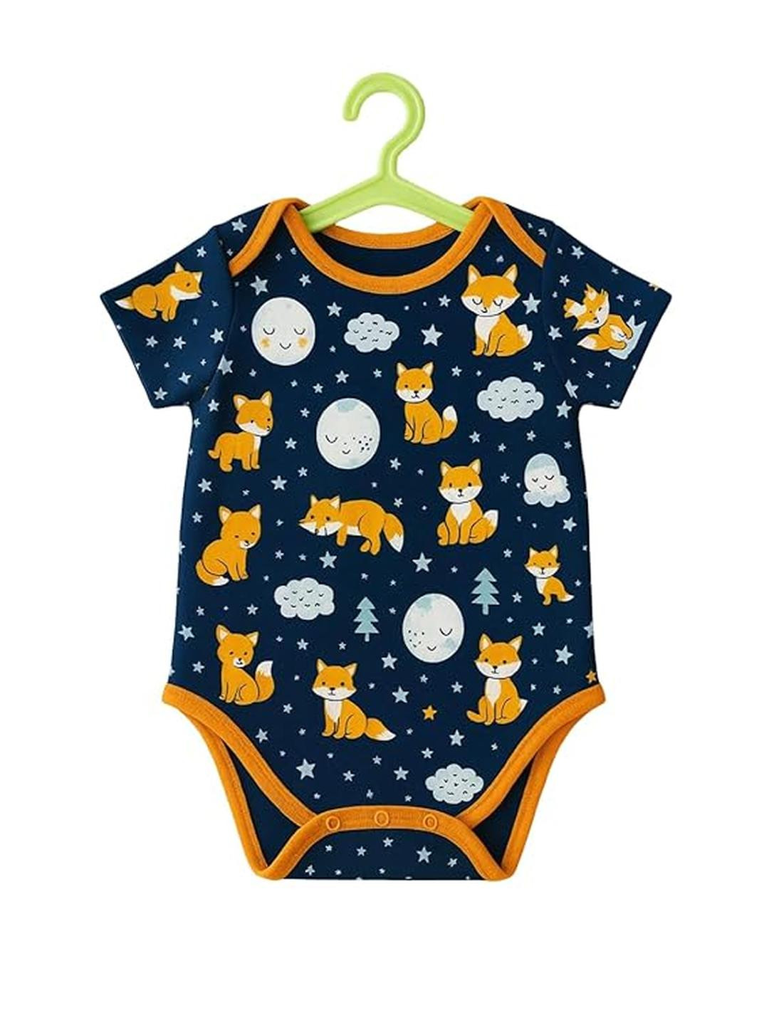 Adhigams Kids Printed Navy Blue Baby Rompers