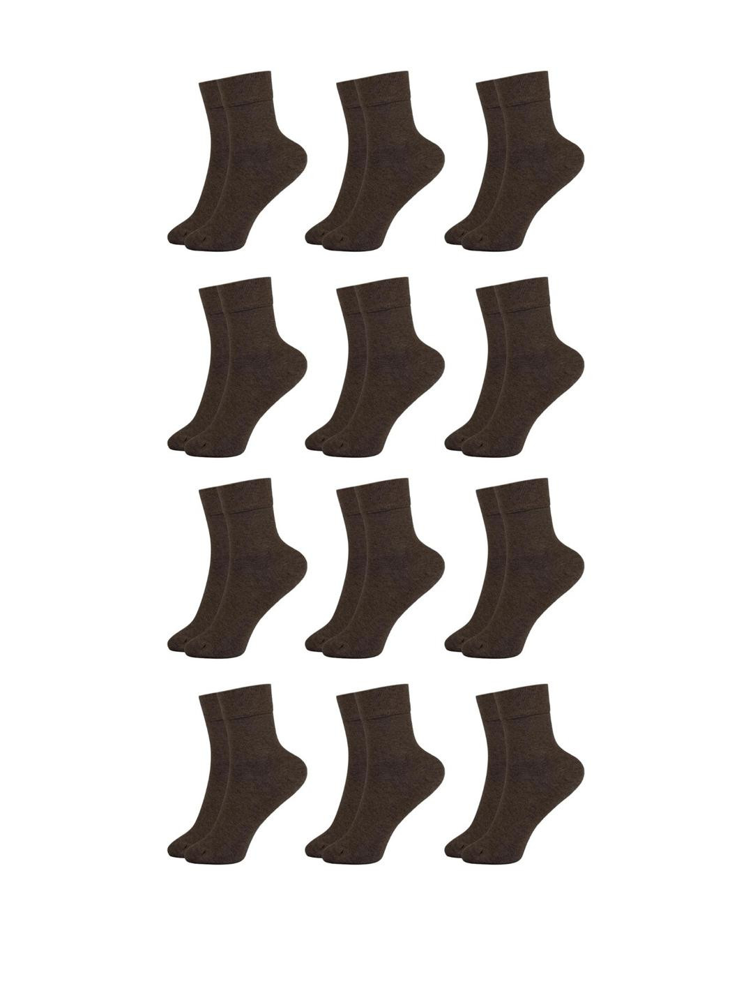 MUKHAKSH Kids 12 Pairs Ankle Length Brown Socks