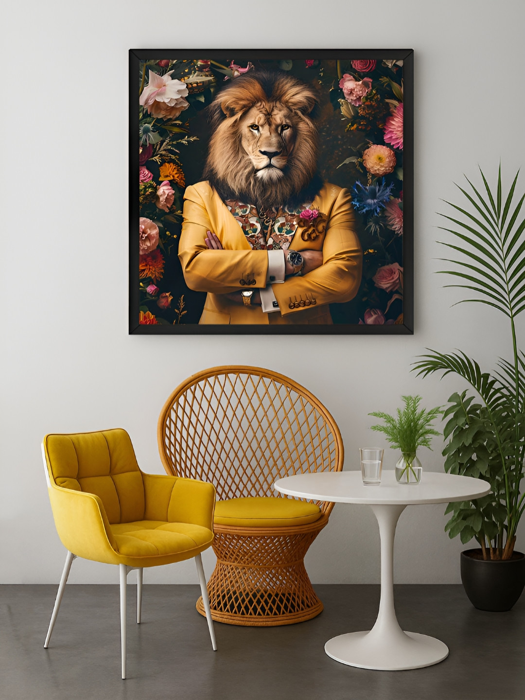 999Store Brown & Yellow Golden Lion Canvas Wall Art