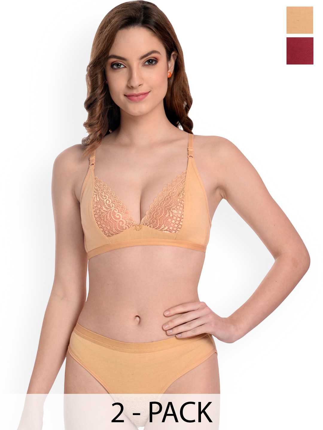 Samvar Pack Of 2 Non-Padded Lingerie Sets A-Yani Set_M,Br