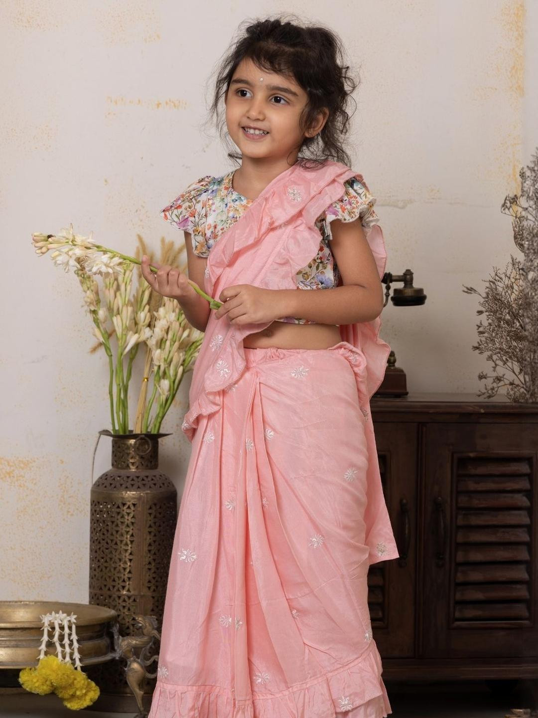 Tura Turi Embroidered Prestitched Silk Saree