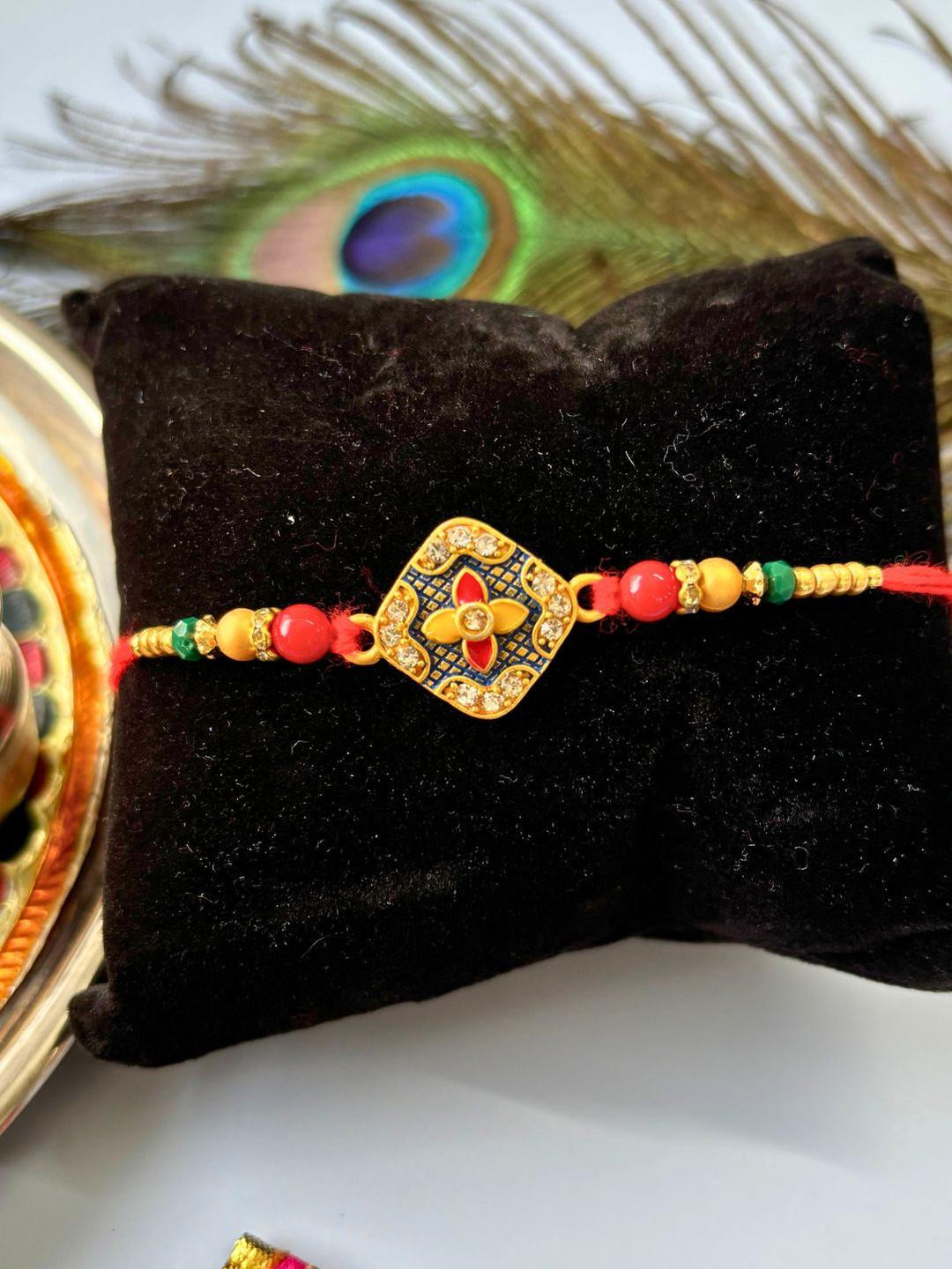 Meenakari Kundan Traditional Handmade Rakhi for Brother
