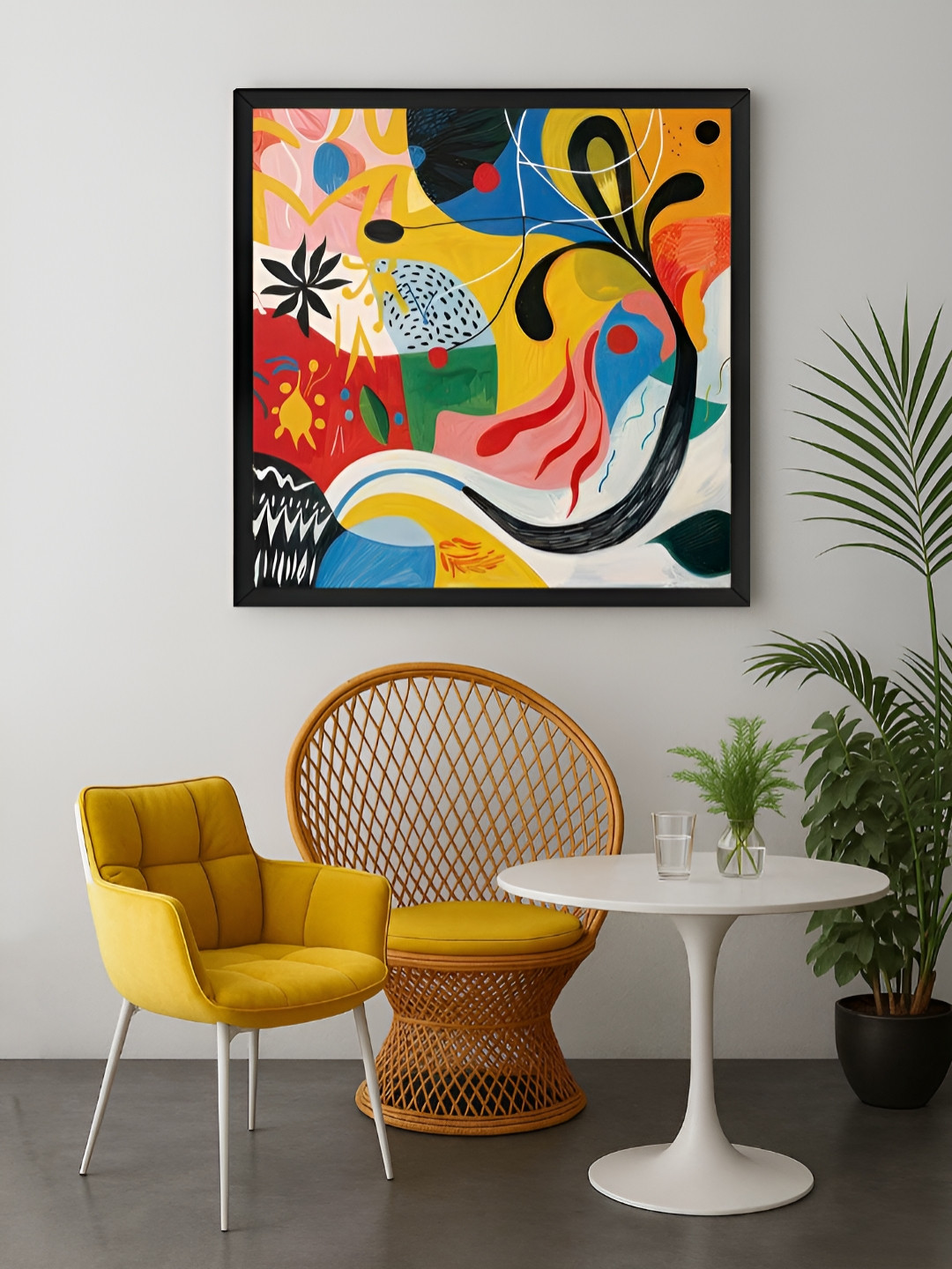 999Store Yellow & Red Vibrant Abstract Canvas Wall Art