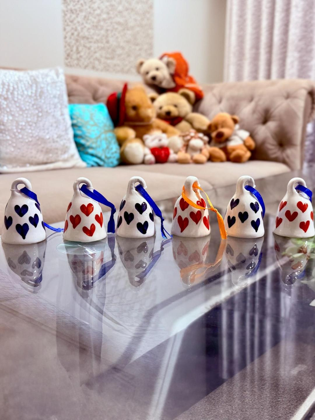 Altaica Ceramic Glossy Hanging Hall 6Pcs Wall Hangings-2.8In