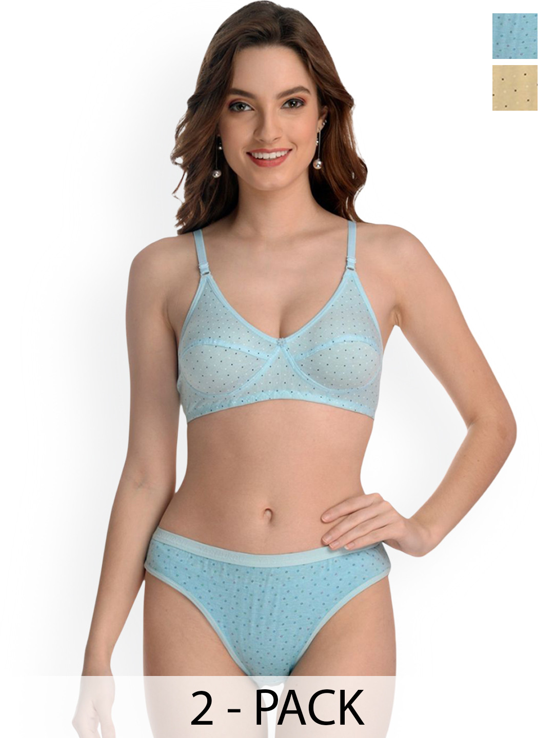 Samvar Pack Of 2 Printed Non-Padded Lingerie Sets A_ZB-Set_B,Y