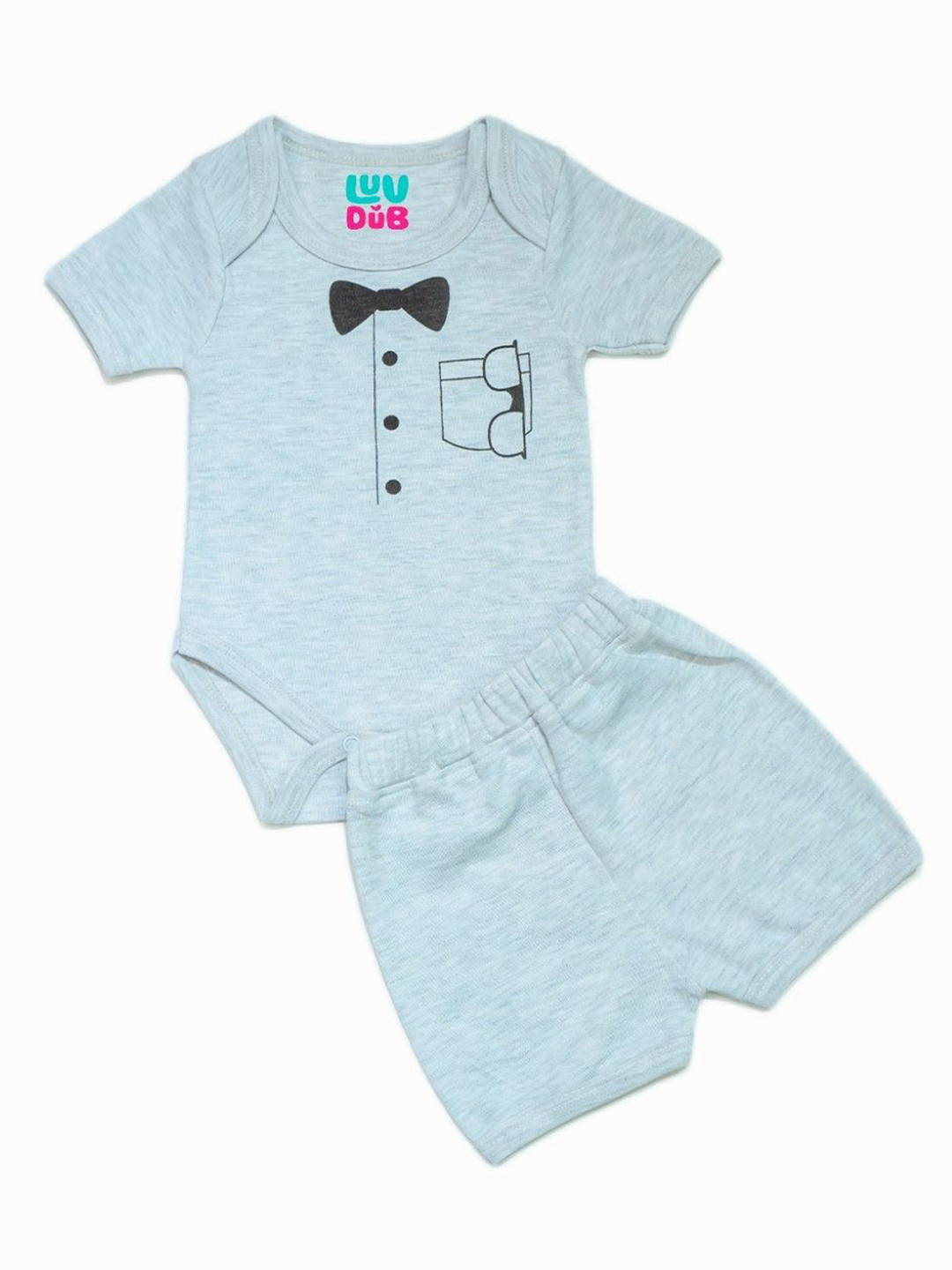 LUV-DUB Kids Printed Short Sleeves Pure Cotton T-shirt With Shorts