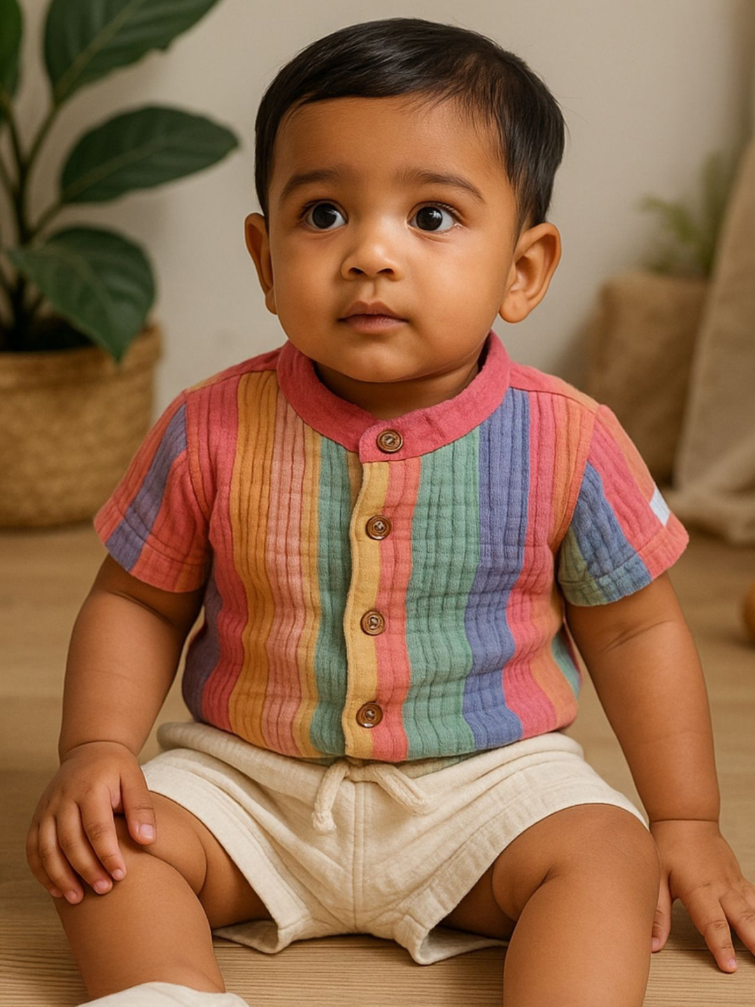 Greendeer Unisex Kids Modern Tartan Checks Striped Casual Shirt