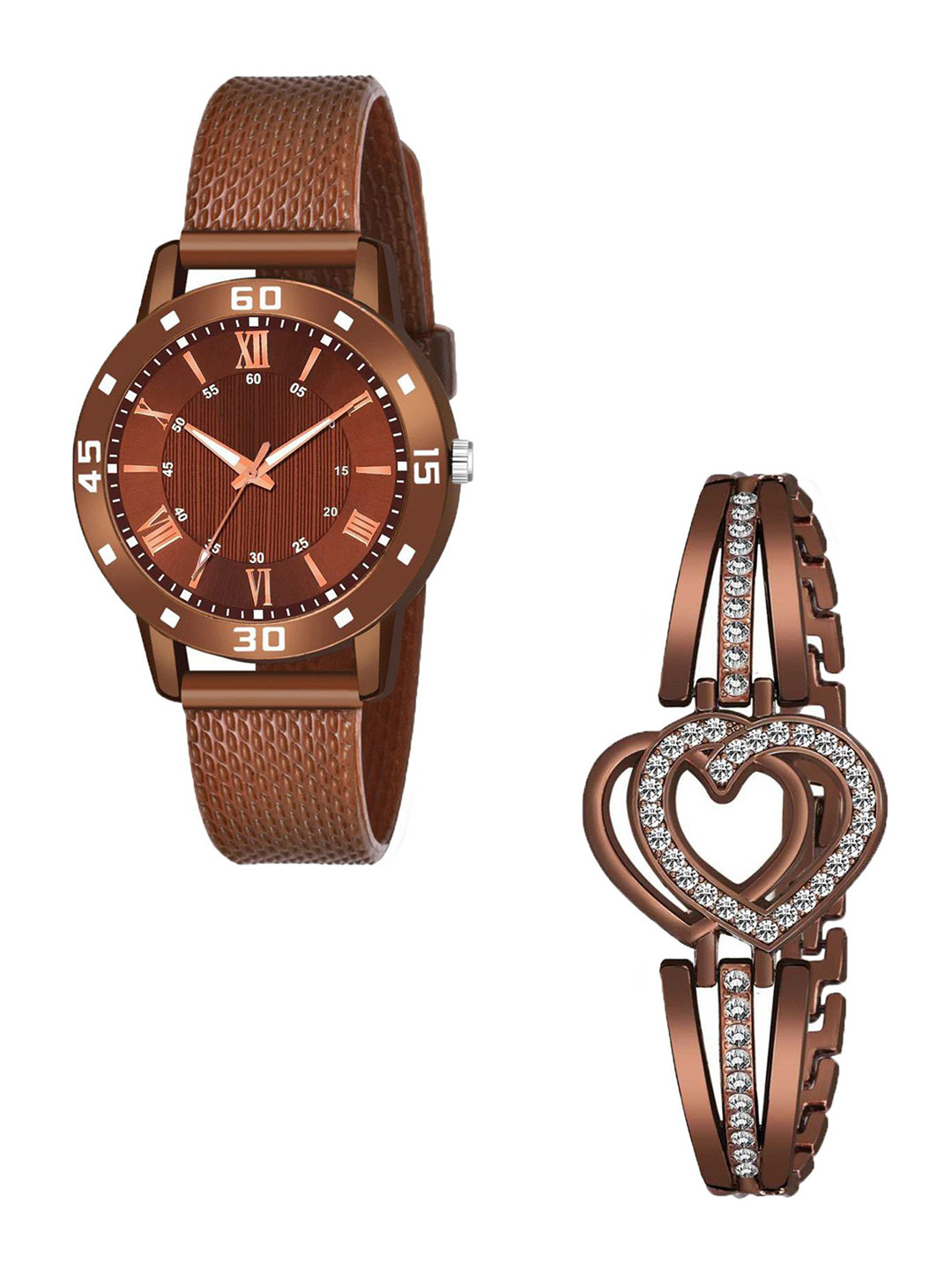 CSAMON Women 2PC Dial & Bracelet Style Straps Analogue Watch 1016BRO AVIYO S W H Breclect