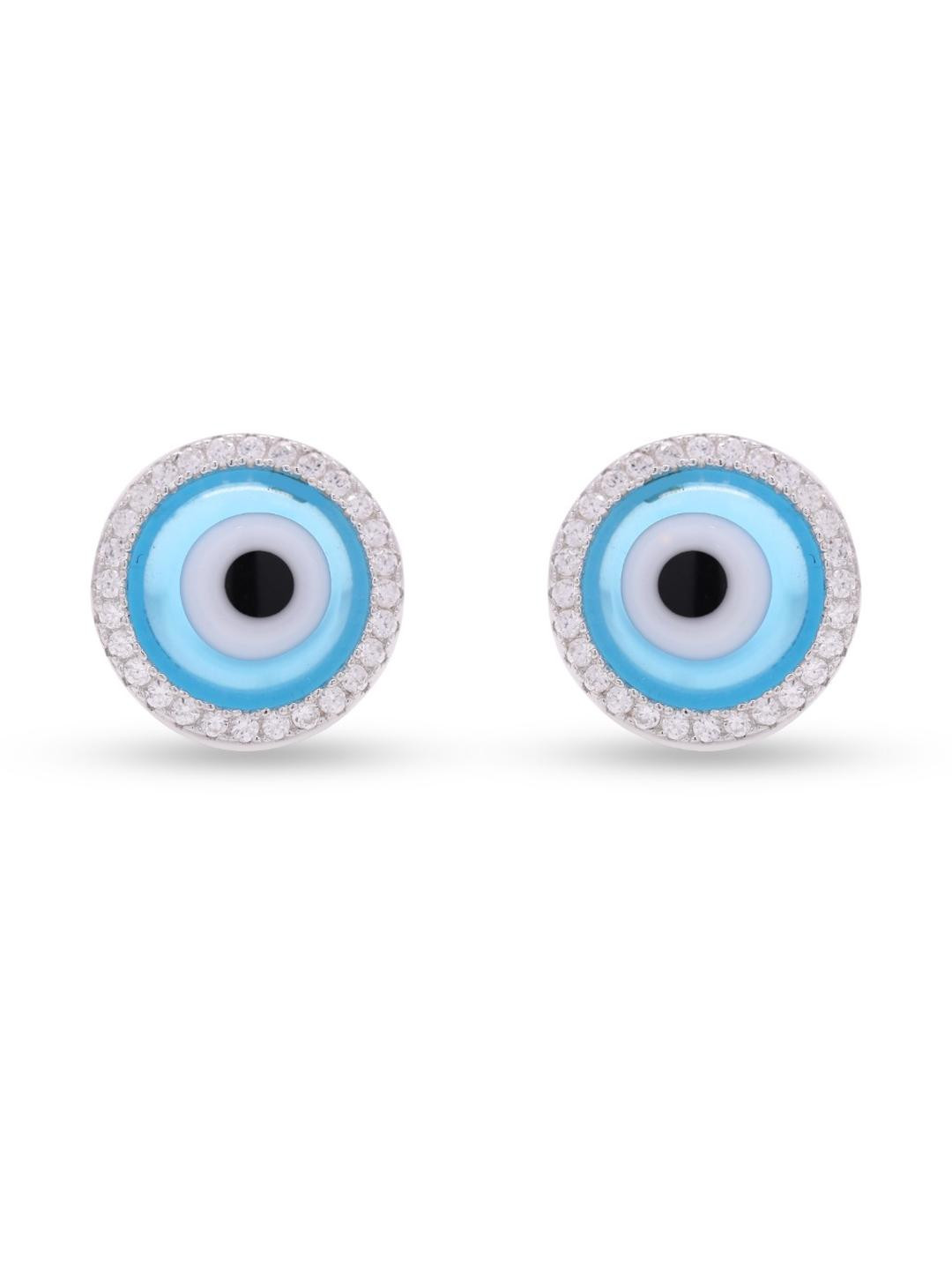 Evil Eye Melanie Diamond Studded Pure 925 Silver Studs