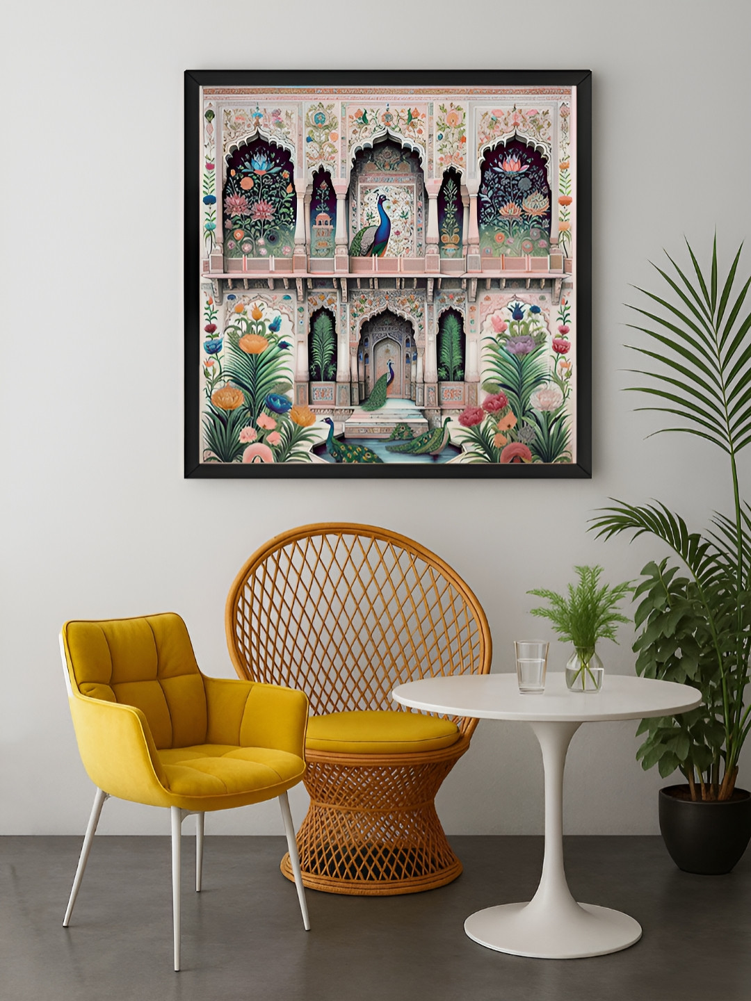 999Store Grey & Pink 1 Piece Indian Architectural Canvas Wall Art