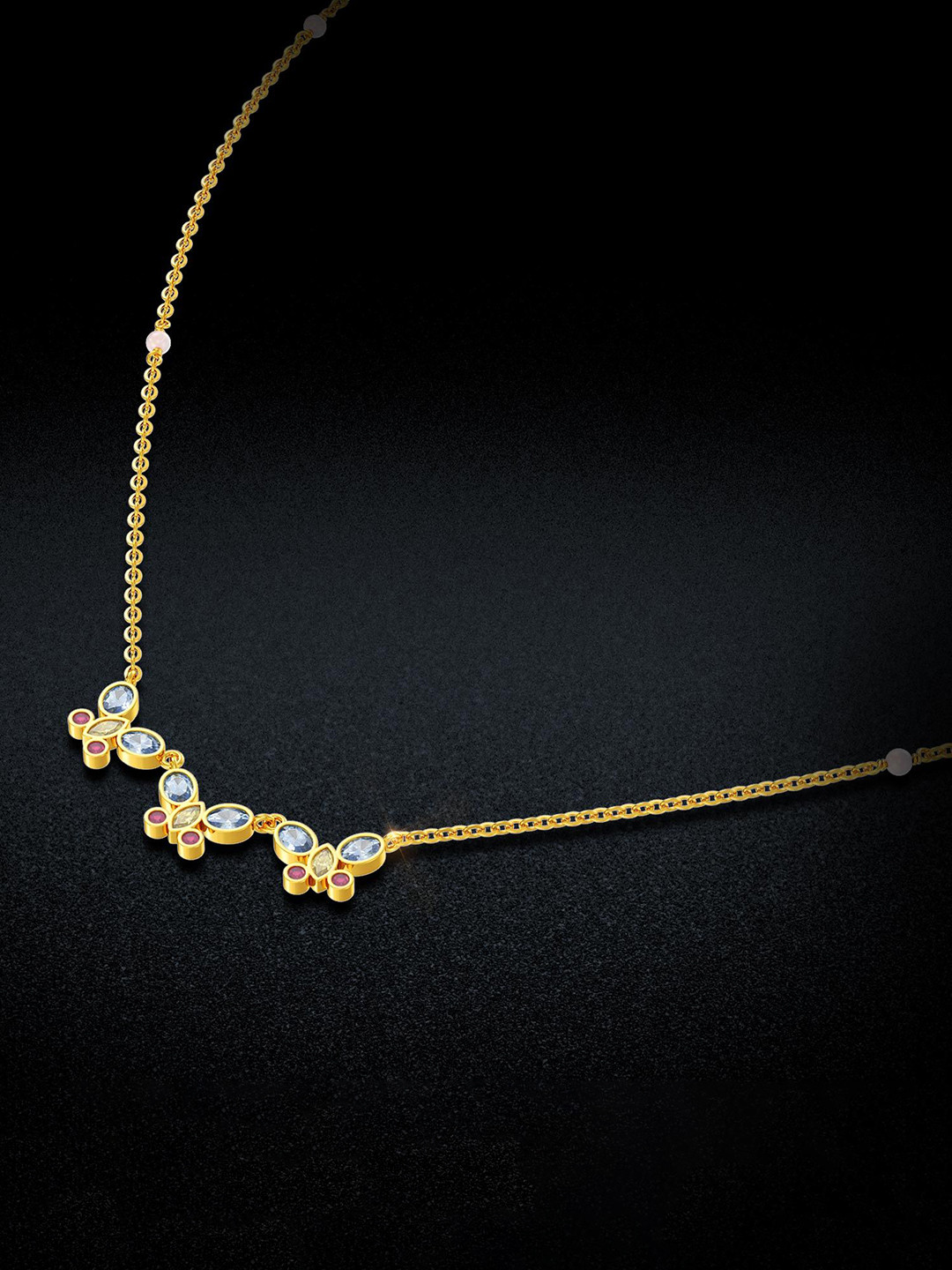 Joyalukkas Butterfly Charm Trio Gold Necklace