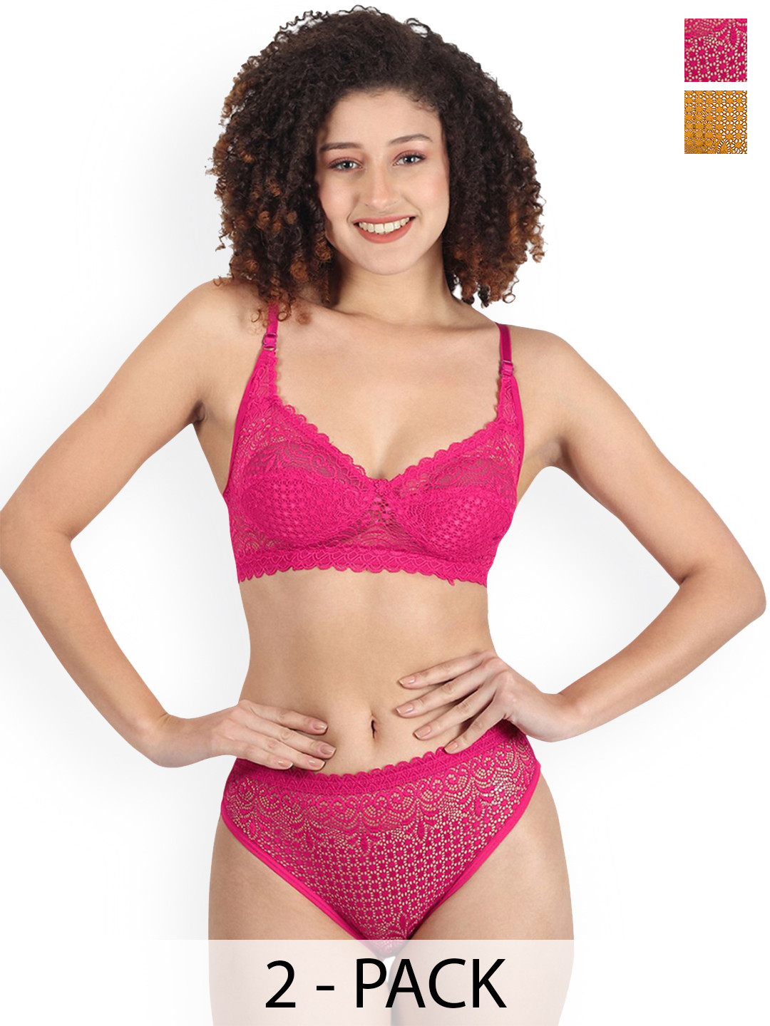 Samvar Pack Of 2 Non-Padded Lingerie Sets B-Rain-Set_P,Y