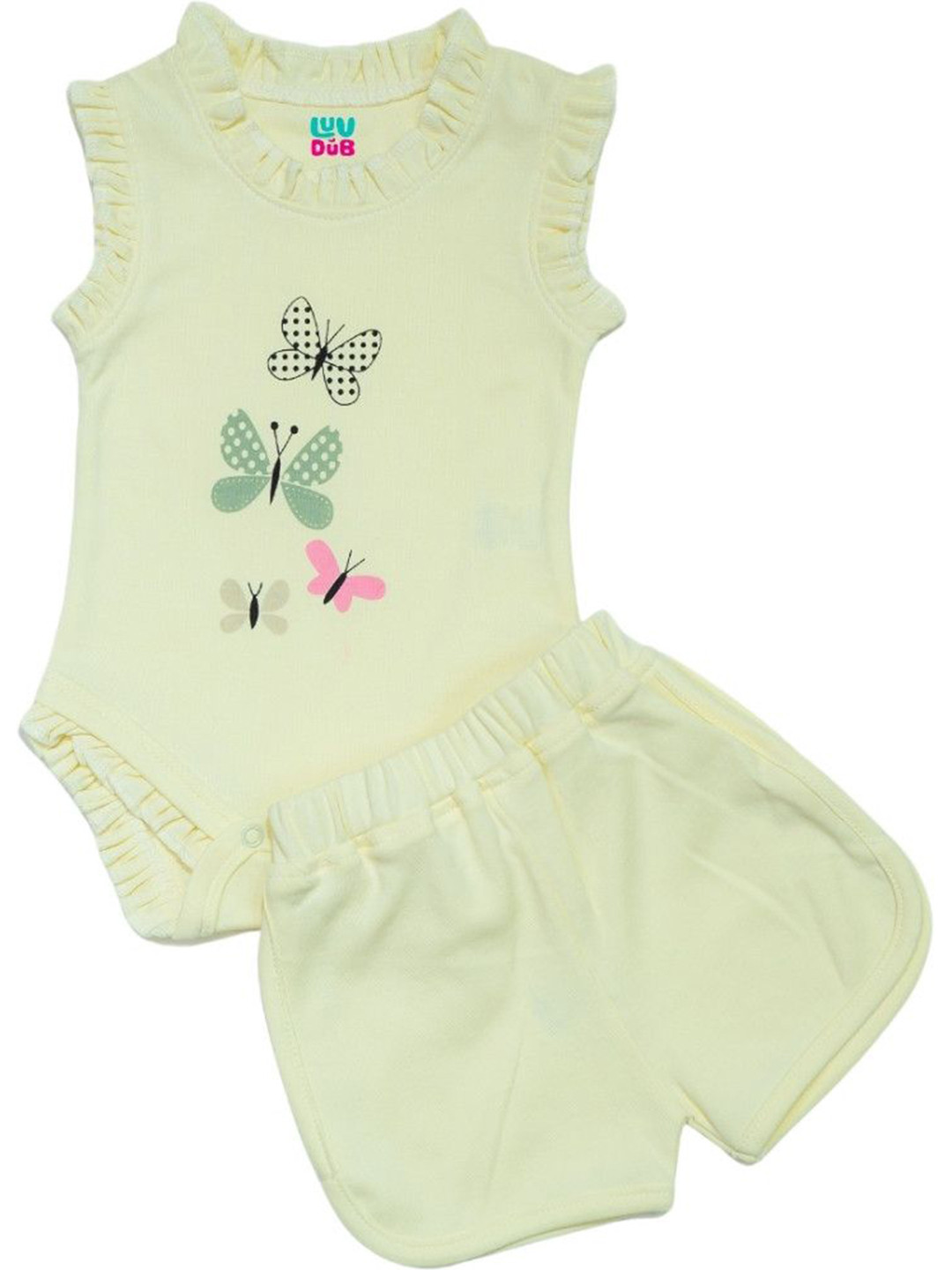 LUV-DUB Kids Printed Round Neck Pure Cotton Top With Shorts