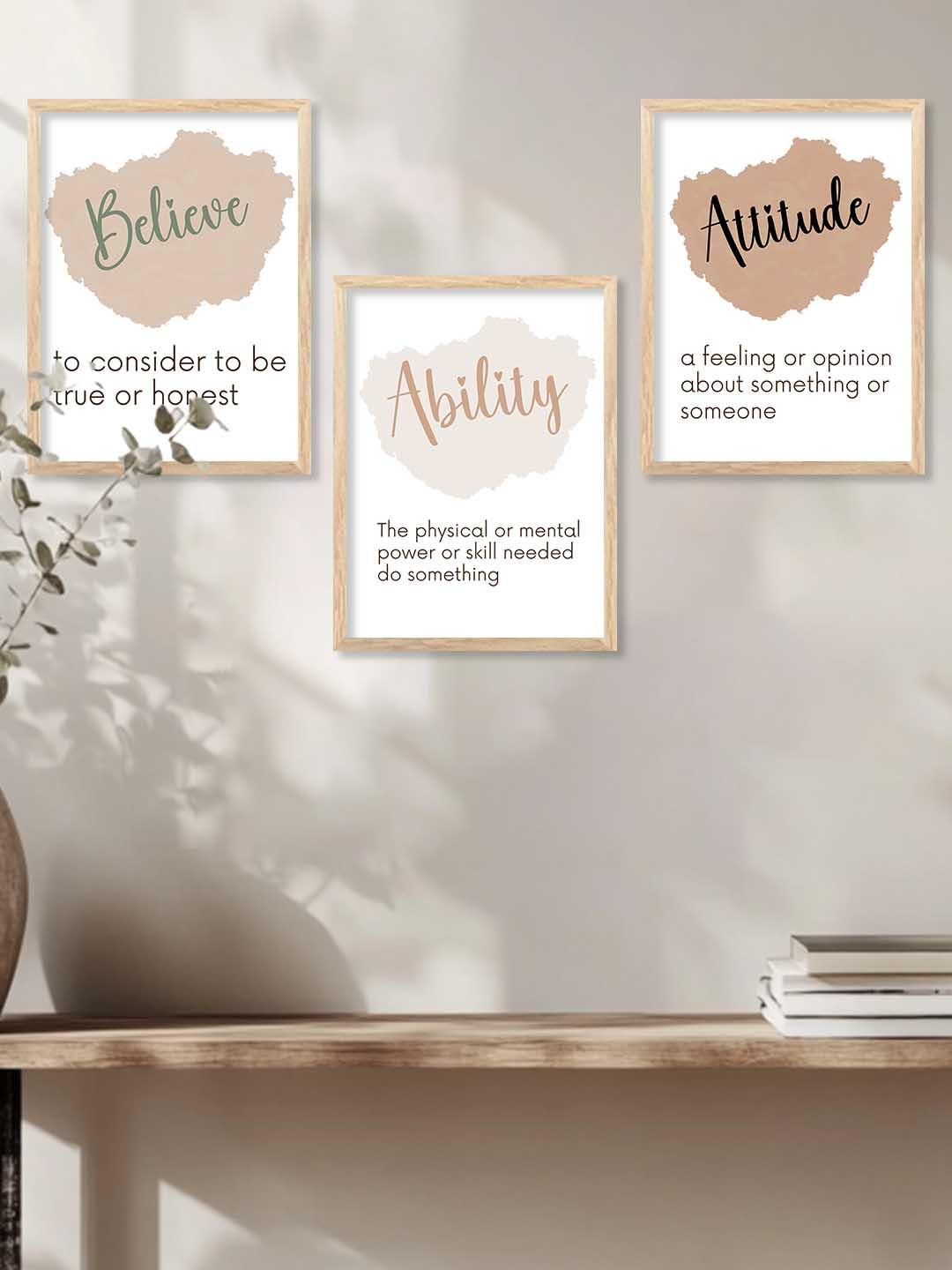 WALLLANE Brown 3 Pc Wall Paintings