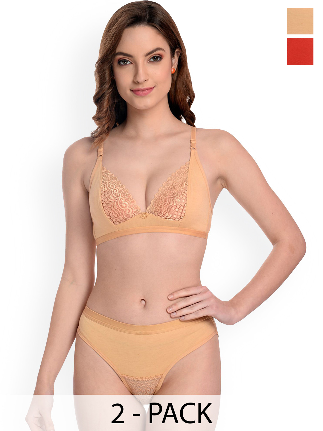 Samvar Pack Of 2 Non-Padded Lingerie Sets A-Yani Set_R,Br
