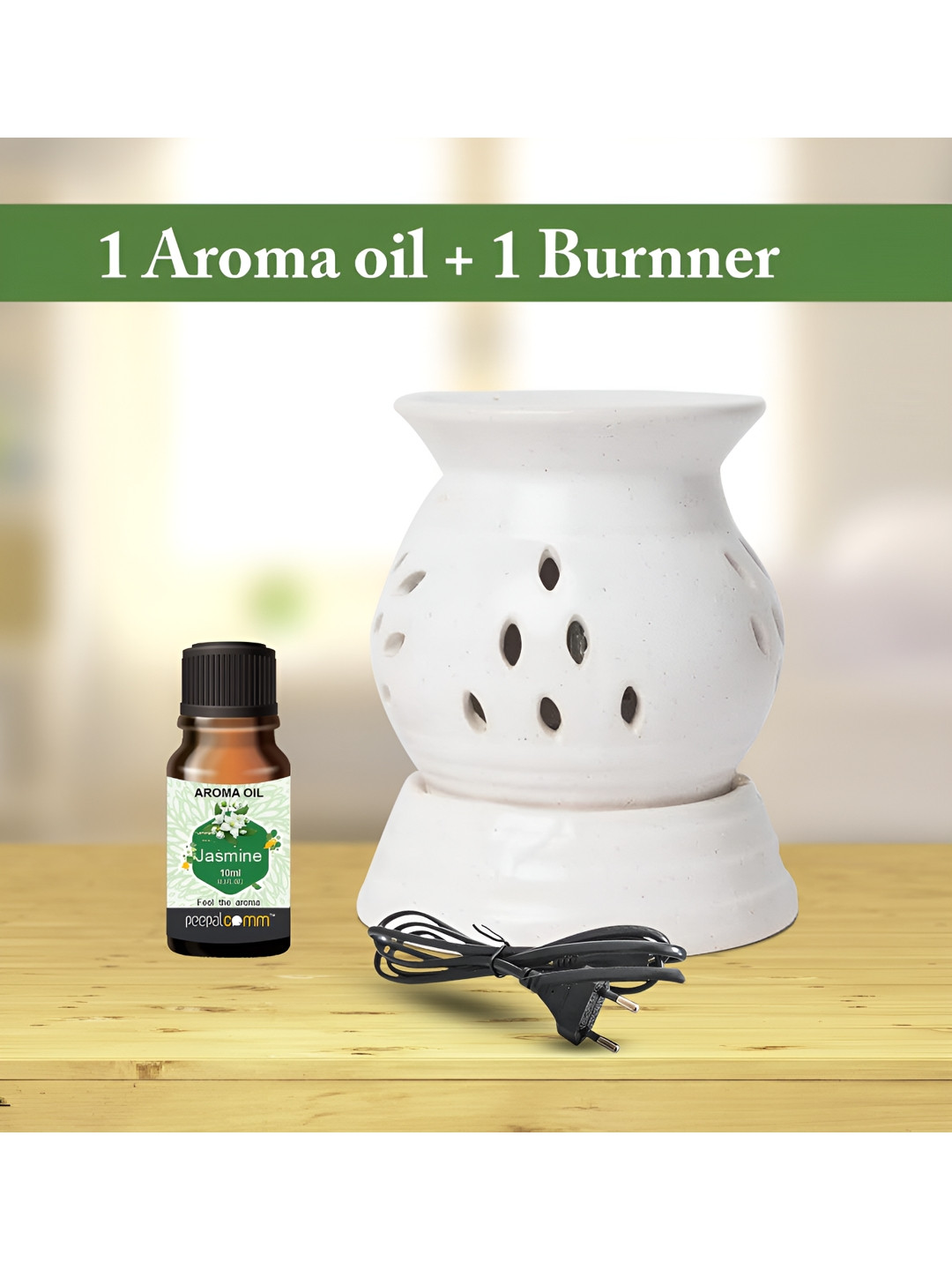 PEEPALCOMM 2Pcs White Electric Scented Diffuser With Jasmine Oil - 10 ml