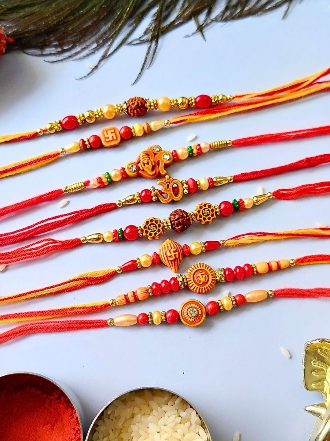 8Pcs Rakhi for Brother Set Of 8 Traditional Dori Handmade Rakhi Combo for Brother