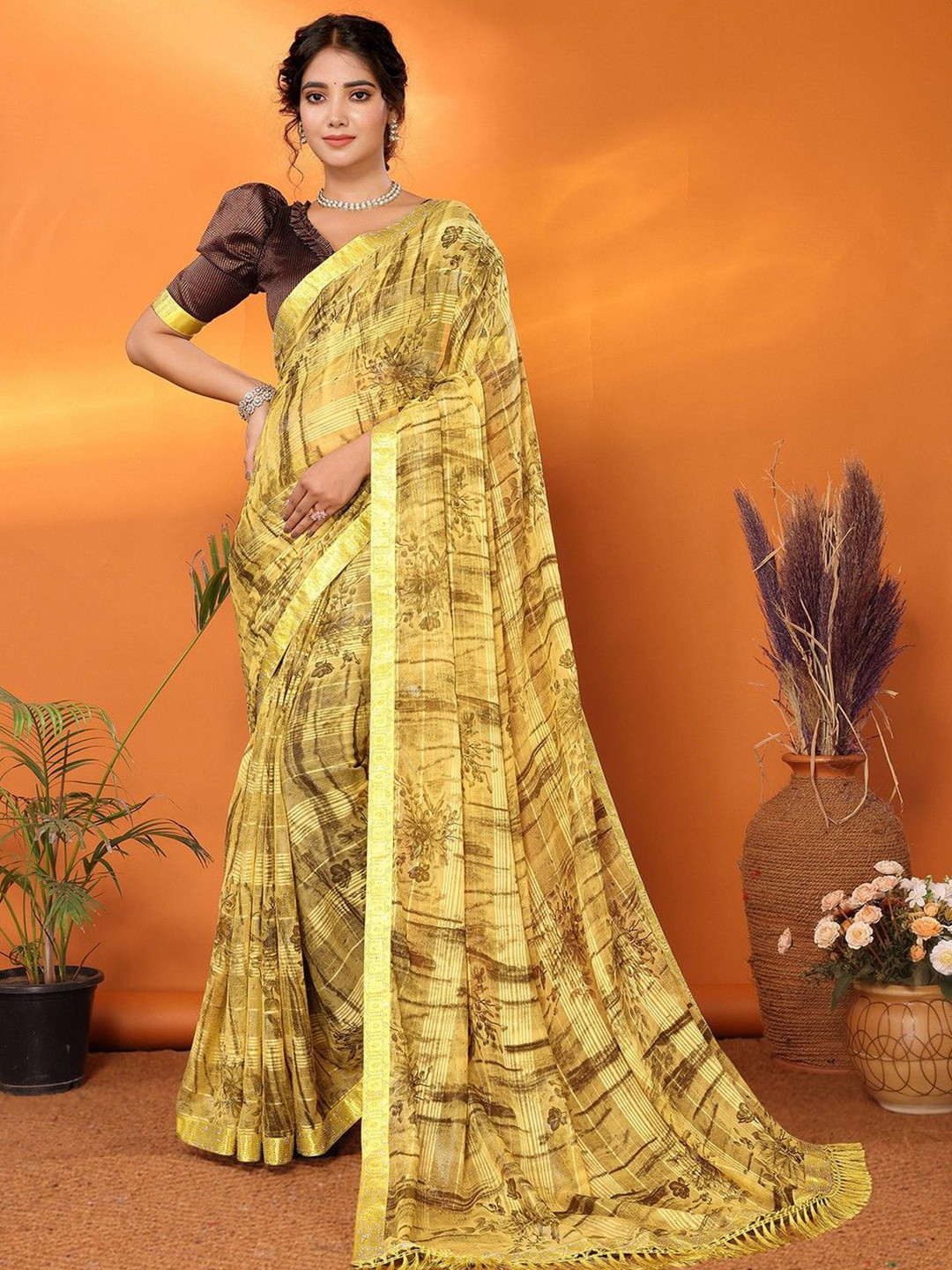 Lookmark Pure Georgette Designer Saree With Unstitched Blouse Piece