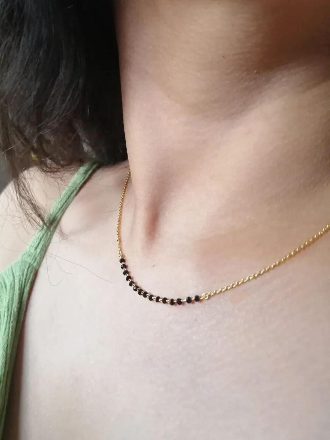 RTD Copper Gold Chain with Black Beads Mangalsutra