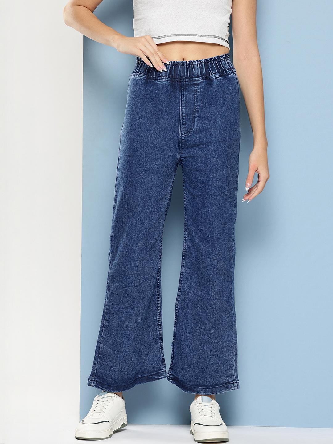 Womens Casual Wear Blue Colour Solid Denim Jeans