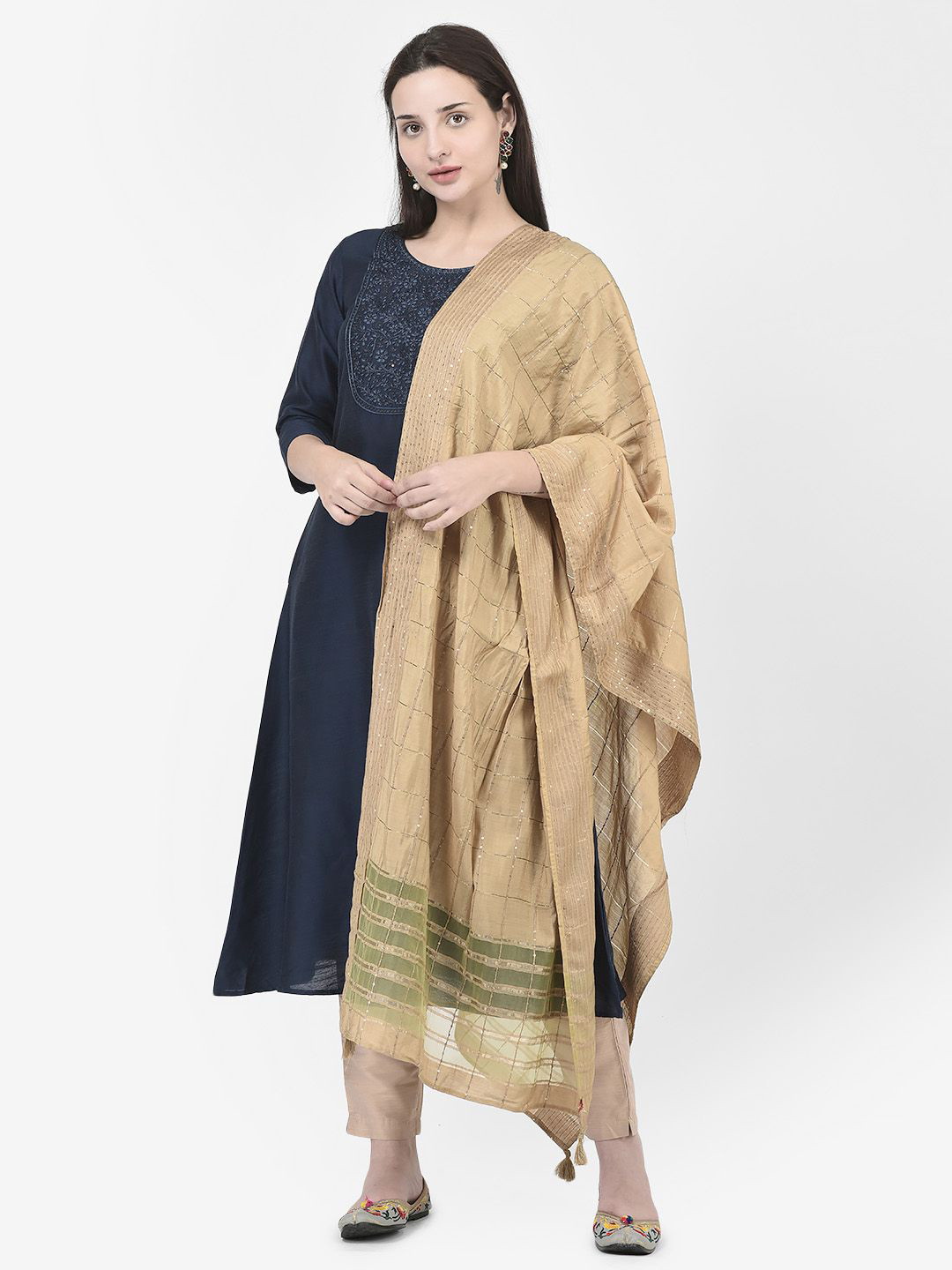 Span Women Mirror Work Summer Sheers Kurta